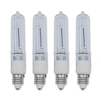 250W 120V Mini Candelabra Replacement Bulb T4 Halogen Light Bulb, E11 Base, Clear - Q250CL/MC - 3000K Soft White - 4 Pack