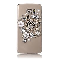 STENES HTC U11 / HTC Ocean Case - 3D Handmade Sparkly Crystal Design Bling Cover Hybrid Drop Bumper Protection Case with Retro Bows Anti Dust Plug - Leopard Flowers