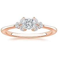 18K Solid Rose Gold Handmade Engagement Ring 1.0 CT Princess Cut Moissanite Diamond Solitaire Wedding/Bridal Ring Set for Womens/Her Proposes Gifts