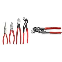 KNIPEX Cobra Combination Cutter 4-Piece Set and 7 1/4-Inch Pliers Wrench Bundle