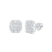 The Diamond Deal 10kt Rose Gold Womens Round Diamond Flower Cluster Earrings 3/4 Cttw