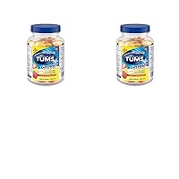 TUMS Chewy Bites Chewable Antacid Tablets with Gas Relief, Lemon & Strawberry - 54 Count (Pack of 2)
