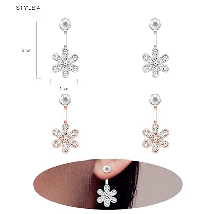 12 Pairs Fashion Silver Plated Leaf Feather Flower Crystal Ear Jacket Front and Back Stud Earrings for Women Girls