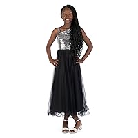 Speechless Girls' Sleeveless Sequin and Mesh Maxi Party Dress