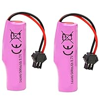 3.7V 500mAh Lithium Battery 14500 Rechargeable Battery with SM-2P Plug for RC Toy Car,2 pcs