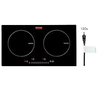 VEVOR Electric Cooktop, 2 Burners, 24'' Induction Stove Top, Built-in Magnetic Cooktop 1800W, 9 Heating Level Multifunctional Burner, LED Touch Screen w/Child Lock & Over-Temperature Protection