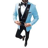 Men 3 Piece Suit Slim Fit Wedding Tuxedo for Men One Button Dinner Blazer Vest Pants Suits Prom Suits with Tie