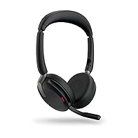 Jabra Evolve2 65 Flex Stereo Headset with Bluetooth, Wireless Charging Pad - Noise-Cancelling ClearVoice Technology & Hybrid Active Noise Cancellation - Works with Leading UC Platforms - Black
