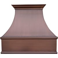 Wall Mount Copper Range Hood, 99.9% Pure Virgin Copper Range Hood Handcrafted by Artisans, Includes SUS304 Commercial Grade Vent, Lighting, Fan Motor and Baffle Filter, 48