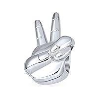 Personalized Monogram Initial Alphabet A-Z BFF Peace Sign Symbol I Love You Support Friends Good Luck Charm Bead For Women Teen Oxidized .925 Sterling Silver Fits European Bracelet Customizable