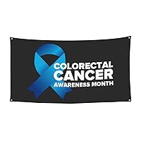 Colorectal Cancer Awareness Month Blue Ribbon 2024 Banner Backdrop Holiday Sign Wall Hanging Background 70 * 35 Inches Photography Tapestry Decorations and Supplies for Party Home Office