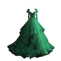 Layered Tulle Prom Dress Women Spaghetti Straps Long Ball Gowns Sleeveless Ruffles Formal Evening Dresses