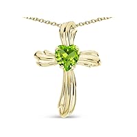Solid 14k Gold Heart Shape 6mm Ribbed Cross Of Love Pendant Necklace