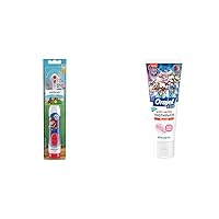 Spinbrush Super Mario Kid's Electric Battery Toothbrush, Soft, 1 ct & Orajel Kids Paw Patrol Anti-Cavity Fluoride Toothpaste, Natural Fruity Bubble Flavor, 4.2oz Tube