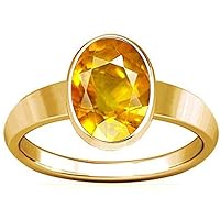 12.25-12.50 Carat Yellow Sapphire Pukhraj Gemstone Panchdhatu Plain Design Ring For Men & Women
