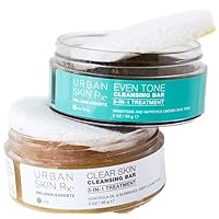 Urban Skin Rx 2-Pack Even Tone & Clear Skin Cleansing Bar Duo | Helps Diminish Look of Dark Spots & Blemishes, Removes Excess Oil, 3-in-1 Daily Cleanser, Exfoliant & Mask Includes (2) 2.0 Oz Bars