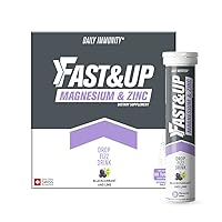 Fast&Up Magnesium - 300mg Magnesium & 10mg Zinc - Tasty Blackcurrant & Lime Flavour - 80 Effervescent Tablets(4 x 20)