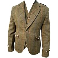 Scottish Argyle Argyll Kilt Jacket & Vest Men's New Green Tweed Wedding Jacket for Sale