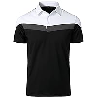 HOOD CREW Men’s Short Sleeve Active Polo Shirts Stylish Patchwork Golf Shirts Regular fit