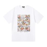 Men's Short Sleeve Graphic T-Shirt, Unisex Letter Print Tees Summer Casual Crewneck Tee Top Streetwear