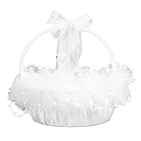 Lace Flower Wedding Basket Elegant Style Portable Durable Lace Material Wide Application for Wedding Party Supplies Ceremony Home Anniversary,Flower Girl Baskets, Flower Girl Baskets, Lace Flowe