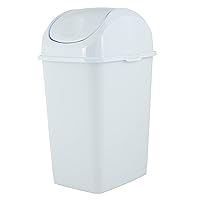 Mini Desktop Trash Can with Swing Top Lid Portable Plastic Garbage Can for Countertop, Desktop, Make up Vanity, Bathroom, Car, Under Sink, Dorm, Compact Waste Bin 5 L, 1.25 Gal. (White)
