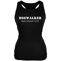 Dog Dogwalker Makes Frequent Stops Black Juniors Soft Tank Top