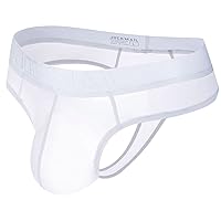 UOFOCO Sexy Men's Thong Underwear G String Athletic Supporters Mesh Breathable Active Thongs Jockstrap for Men White Medium