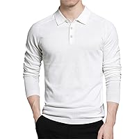 Spring Autumn Mens Polo Sweaters Simple Style Cotton Knitted Long Sleeve Pullovers Big Size