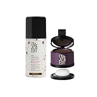 Style Edit Travel Size Root Concealer and Touch Up Powder Duo to Cover Up Roots and Grays, Dark Brown Hair Color