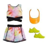 Mattel - Barbie Complete Looks Fashion, Tie-die Top and Skirt with Yellow Shoes