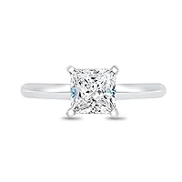 Solid 925 Sterling Silver Princess Cut Knife Edge Band Solitaire Engagement Ring CZ Cubic Zirconia 1.0ct.