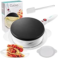 CucinaPro Cordless Crepe Maker- FREE Recipe Guide, NonStick Dipping Plate plus Electric Base & Batter Spatula, Portable Compact Baker, Homemade Holiday Morning Breakfast or Dessert Treat, Gift for Her