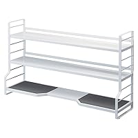 YAMAZAKI Home Sturdy, Standing Stovetop Kitchen Rack/Spice Shelves | Steel | Countertop Shelf, One Size, White