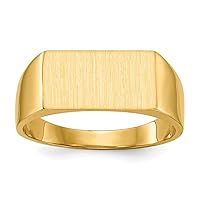 Jewels By Lux Monogram Initial Engravable Custom Personalized Polished For Men or Women 14K Yellow Gold 7x13mm Closed Back Signet Band Ring