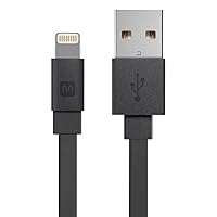 Monoprice Flat Apple MFi Certified Lightning to USB Type-A Charging Cable, 3 Feet, Black - Premium Series