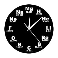 12 Inch Chemistry Clock Battery Operated, Silent Non Ticking Chemical Elements Clock Periodic Table Clock Watch Chemistry Decor for Chemical Engineer Science Teachers Gift