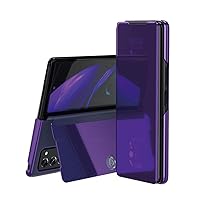 Mirror Clear View Stand Flip Case for Samsung Galaxy Z Fold 2 3 4 5 W21 W22 W23 W24 Full Cover Folding Plathing Phone Cover,Purple Blue,for Galaxy Z Fold 5