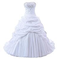 Women's Strapless Embroidery Taffeta Ball Gown Wedding Dresses