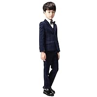 Boys' Checked Suit 3-Piece One Button Jacket+Vest+Pants Wedding Banquet Formal Tuxedos