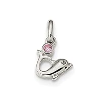 10.8mm 925 Sterling Silver CZ Cubic Zirconia Simulated Diamond Dolphins Pendant Necklace Jewelry for Women