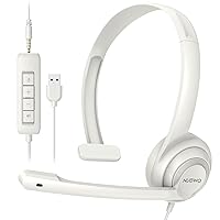NUBWO HW02 USB Headset with Microphone Noise Cancelling &in-line Control, Super Light, Ultra Comfort Computer Headset for Laptop pc, On-Ear Wired Office Call Center Headset for Boom Skype Webinars