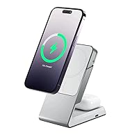 ALOGIC Matrix 2-in-1 Universal Magnetic Charging Dock for iPhone 14 Pro, 14 Plus, 13, 12, Airpods Pro| Wireless Power Bank | Charge on The go | MagSafe | 15W Fast Wireless Charging