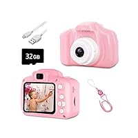 Digital Camera for Kids | Kids Digital Camera | Portable Toddler Camera for 3 4 5 6 7 8 Year Old Boy and Girls | Kids Toy Pink Camera with 32 Gb Sd Card | Kids Camera for Kids 10-12