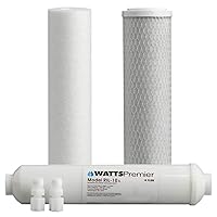 Watts Premier WP560032 Reverse Osmosis 4 Stage Water Filter 3 Piece Replacement Kit for ZeroWaste and RO-TFM-4SV, 10 inch