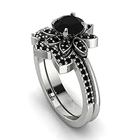 Choose Your Gemstone 925 Sterling Silver Minimalist Flower Bridal Set Stacking Wedding Jewelry Modern Design Dainty Engagement Oranments Size : 4,5,6,7,8,9,10,11,12,13