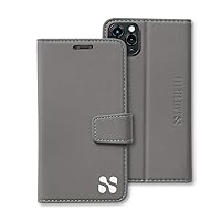 SafeSleeve EMF Protection iPhone Case: iPhone 11 Pro RFID Blocking Card Holder Wallet, Adjustable Stand Case, Vegan Leather for Women & Men (Grey)