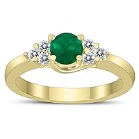 5MM Emerald and Diamond Cynthia Ring in 10K Yellow Gold