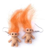 Funny Ugly Doll Dangle Earrings Cool Nostalgic Ugly Doll with Colorful Hair Exaggerated Cartoons Baby Creative Dangling Earrings for Women Men Girls
