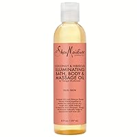 Shea Moisture Coconut & Hibiscus Massage Oil and Body Oil for Dry Skin, Bath Oil with Coconut Oil and Vitamin E Oil for Skin, 8 oz